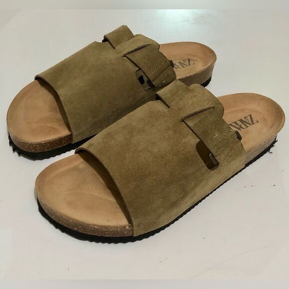 Zara Other - Zara Tan Suede Slides/Sandals 41/8.5